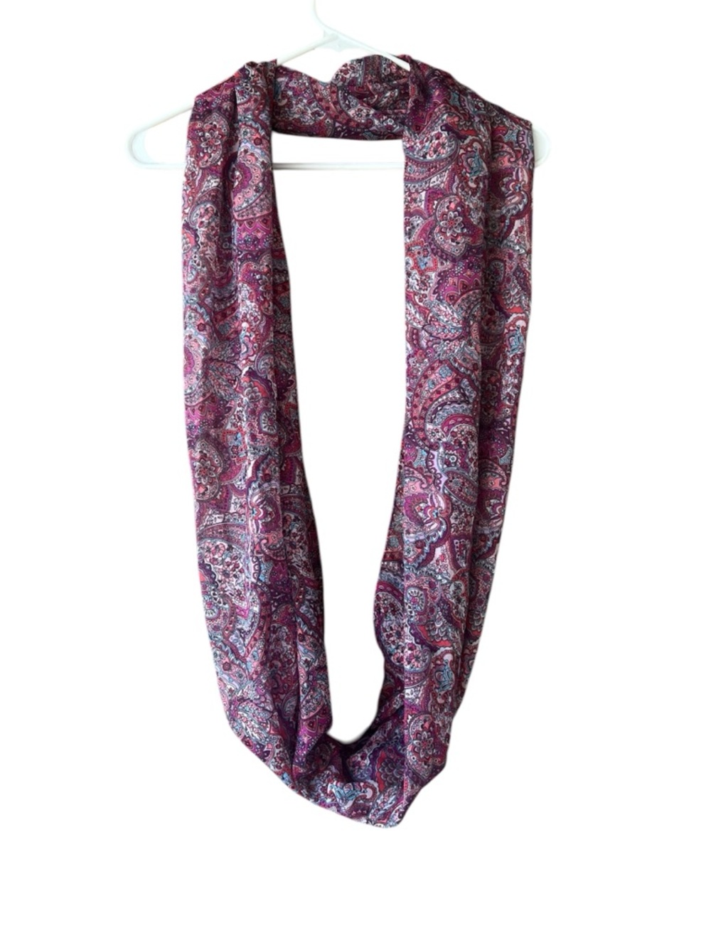 Talbots Women's Infinity Scarf Paisley Pink, Blue, Wine  34" x 23.5"
